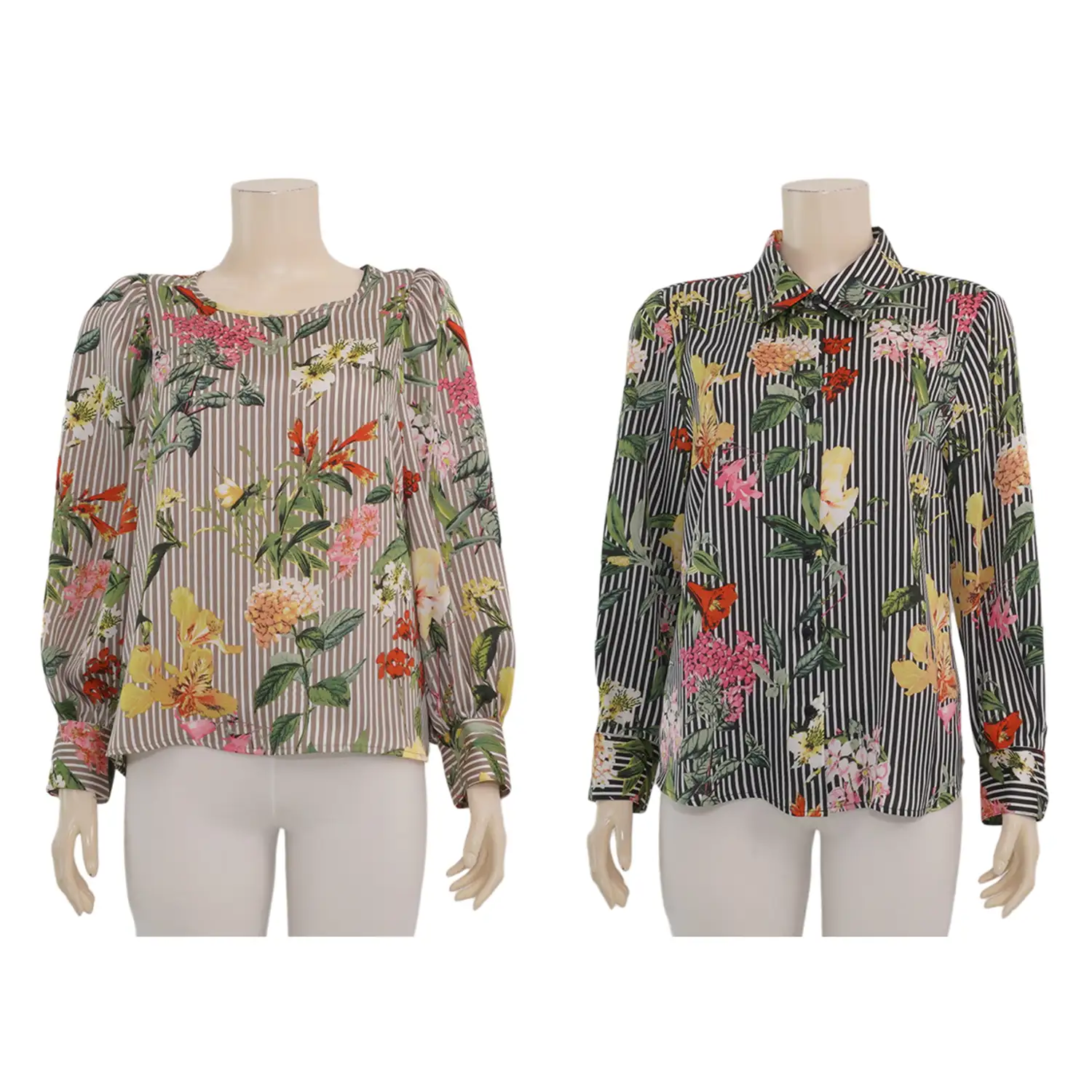 เบคกี้ รัสเซล เสื้อเบลาส์คอปาด แขนพองยาว 5 ส่วน ผ้าซาตินลายดอกไม้ - Image 2