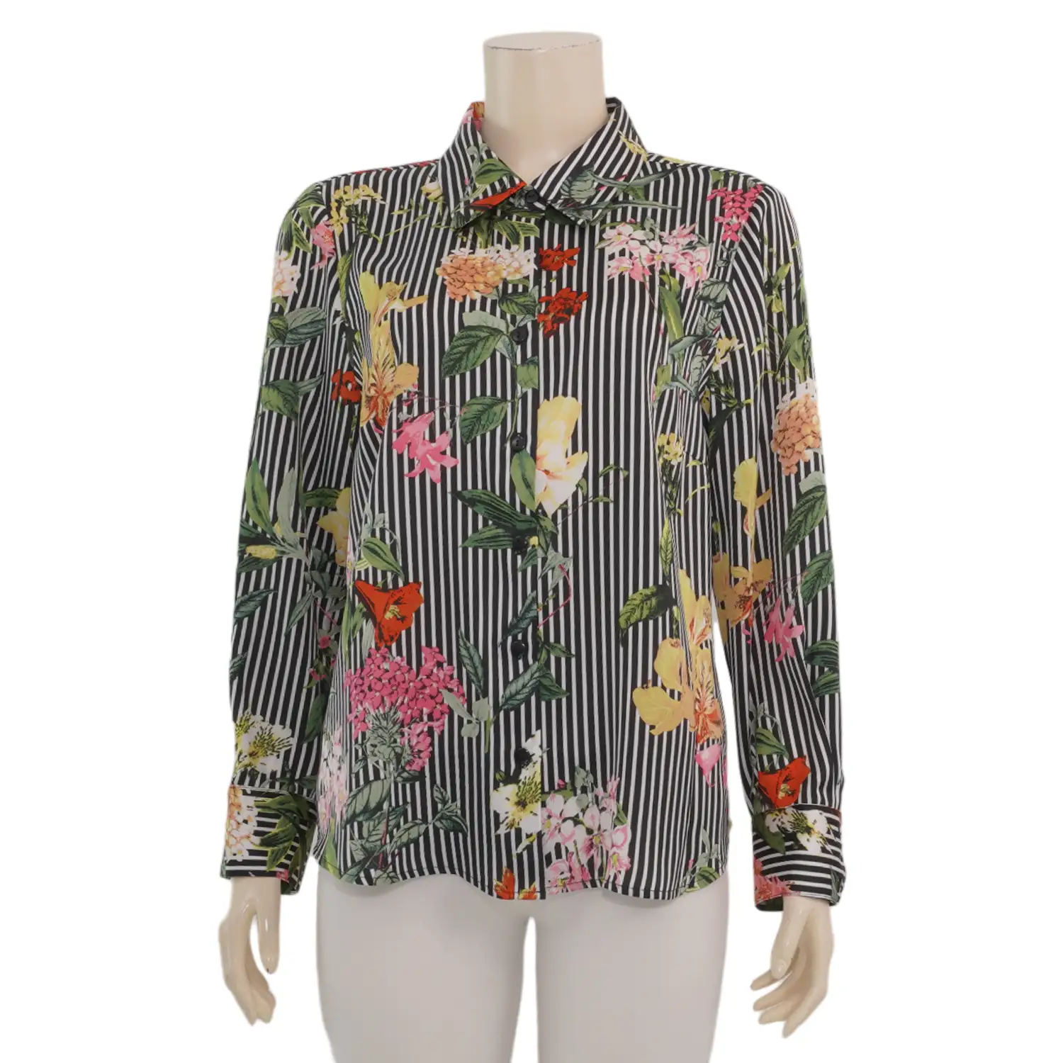 เบคกี้ รัสเซล เสื้อเบลาส์คอปาด แขนพองยาว 5 ส่วน ผ้าซาตินลายดอกไม้ - Image 4