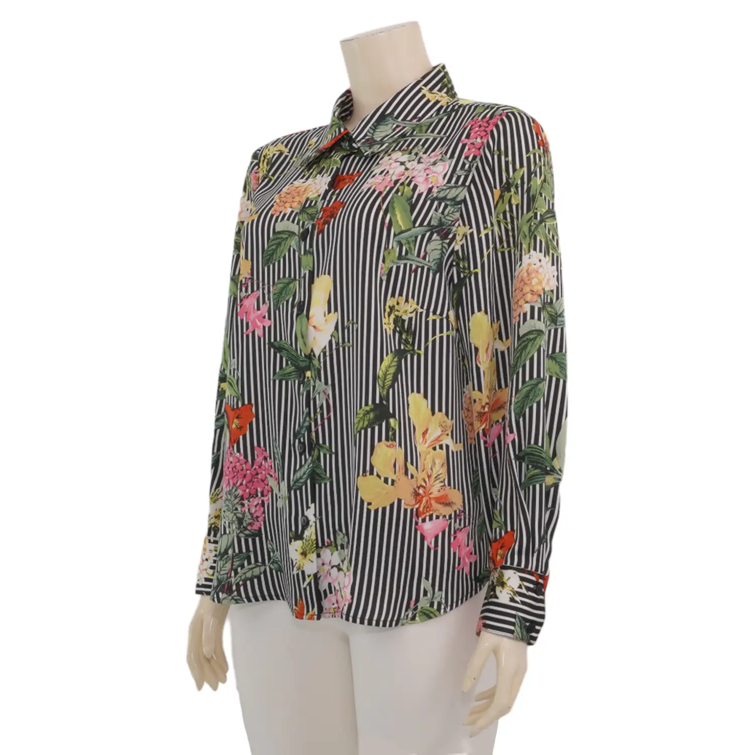 เบคกี้ รัสเซล เสื้อเบลาส์คอปาด แขนพองยาว 5 ส่วน ผ้าซาตินลายดอกไม้ - Image 5