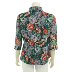 อาลิย่า เสื้อเชิ้ต แขน 3 ส่วน  ผ้าลูกไม้ราเชล ลายดอกไม้ - Image 3