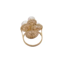 เม็ง เฮง ไข่มุก แหวนเงิน925 ชุบทอง18K ประดับมุกน้ำจีดและเพชร CZ - Image 4