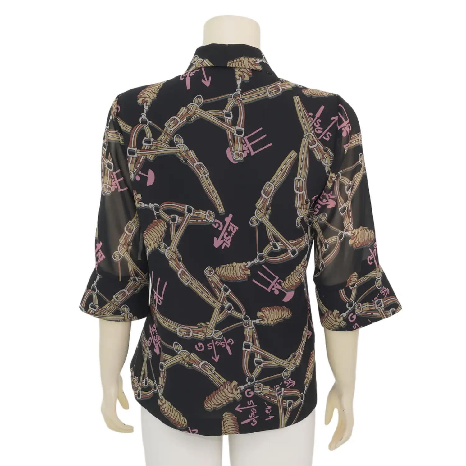 มิกิโกะ เสื้อเชิ้ตคอปกกล้วยหอม แขน 3 ส่วน ผ้าชีฟองลายเข็มขัด - Image 3