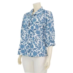 มิกิโกะ เสื้อเชิ้ตคอปกปีกนก แขน 3 ส่วน ผ้าชีฟองโดบี้ - Image 2