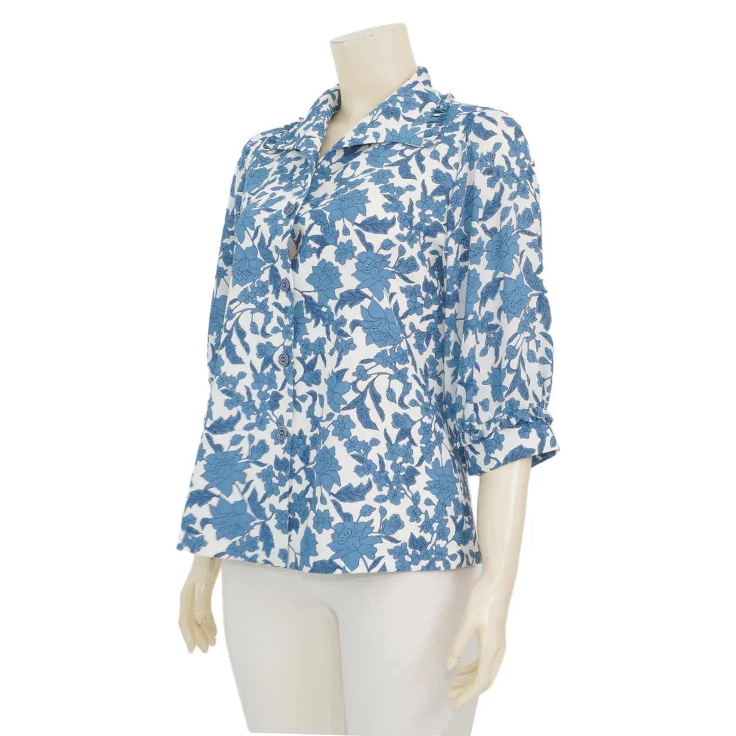 มิกิโกะ เสื้อเชิ้ตคอปกปีกนก แขน 3 ส่วน ผ้าชีฟองโดบี้ - Image 2