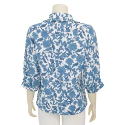 มิกิโกะ เสื้อเชิ้ตคอปกปีกนก แขน 3 ส่วน ผ้าชีฟองโดบี้ - Image 3