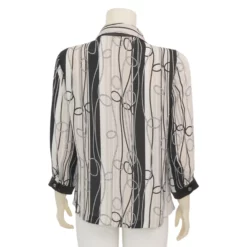 มิกิโกะ เสื้อเชิ้ต แขน 4 ส่วน ผ้าชีฟองลายเชือก แต่งผ้าซาตินMIKIKO - Image 3