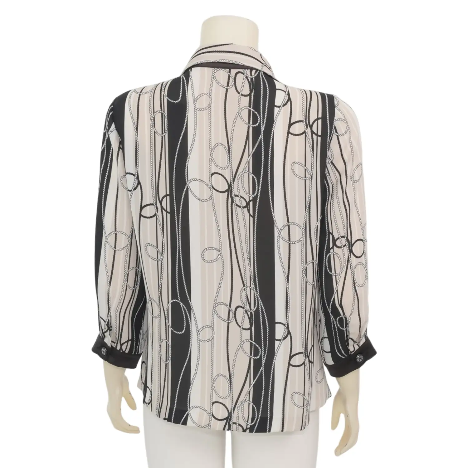 มิกิโกะ เสื้อเชิ้ต แขน 4 ส่วน ผ้าชีฟองลายเชือก แต่งผ้าซาตินMIKIKO - Image 3