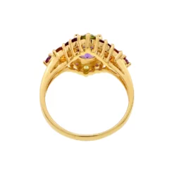 แหวนเงิน925 ชุบทอง18K ประดับแอเมทิสต์ทรงกลม, ซิทริน, เพริดอต และ โรโดไลต์ - Image 4