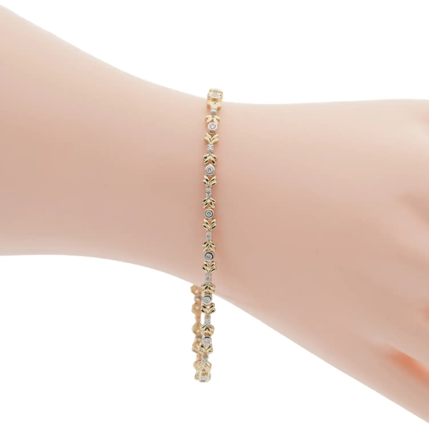 คัลเลอร์ ไดมอนด์ สร้อยข้อมือทอง10K ประดับเพชรสีขาว - Image 2
