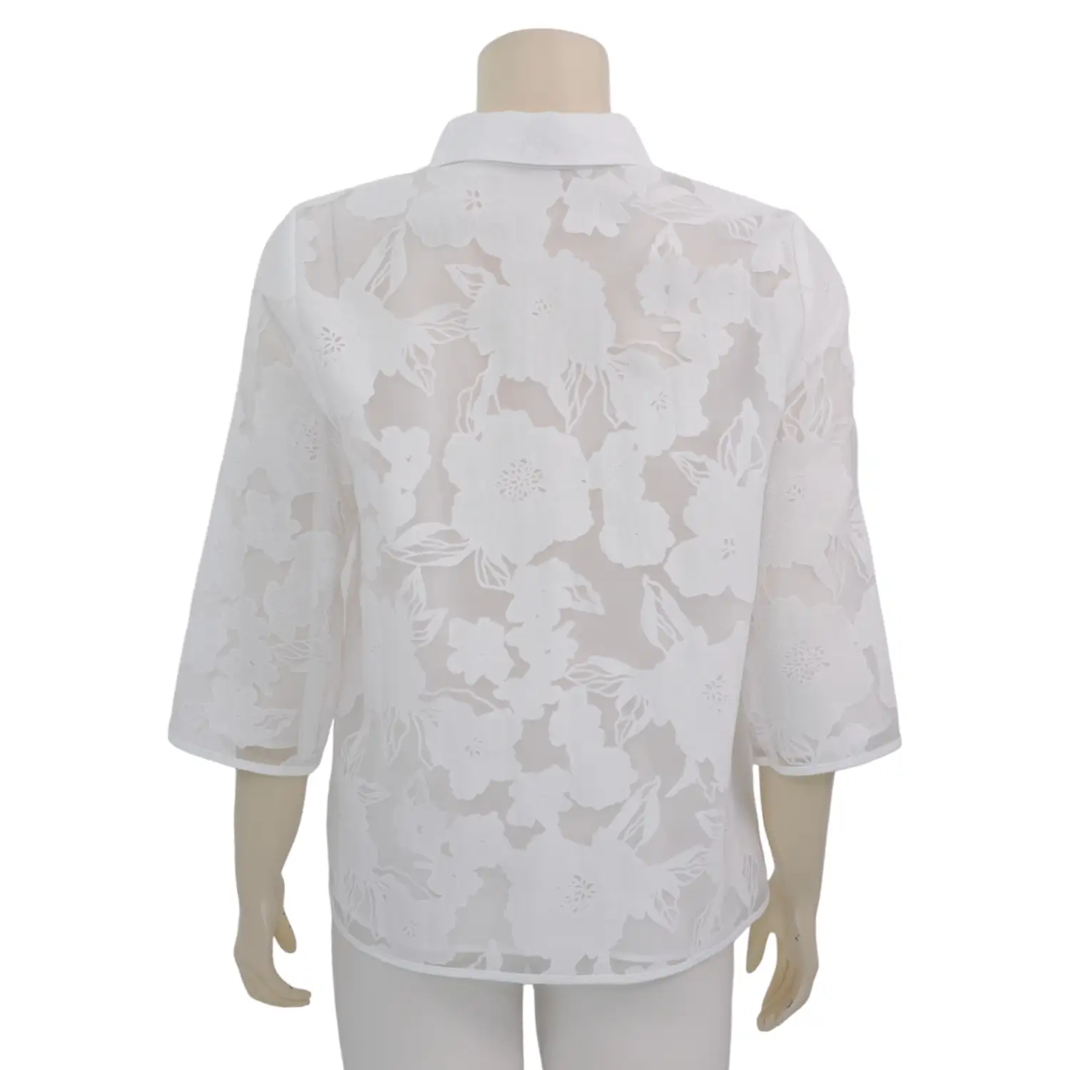อิโตคิน บูติก เสื้อเชิ้ต แขน 4 ส่วน ผ้าเบิร์นเอ้าท์ลายดอกไม้ - Image 3