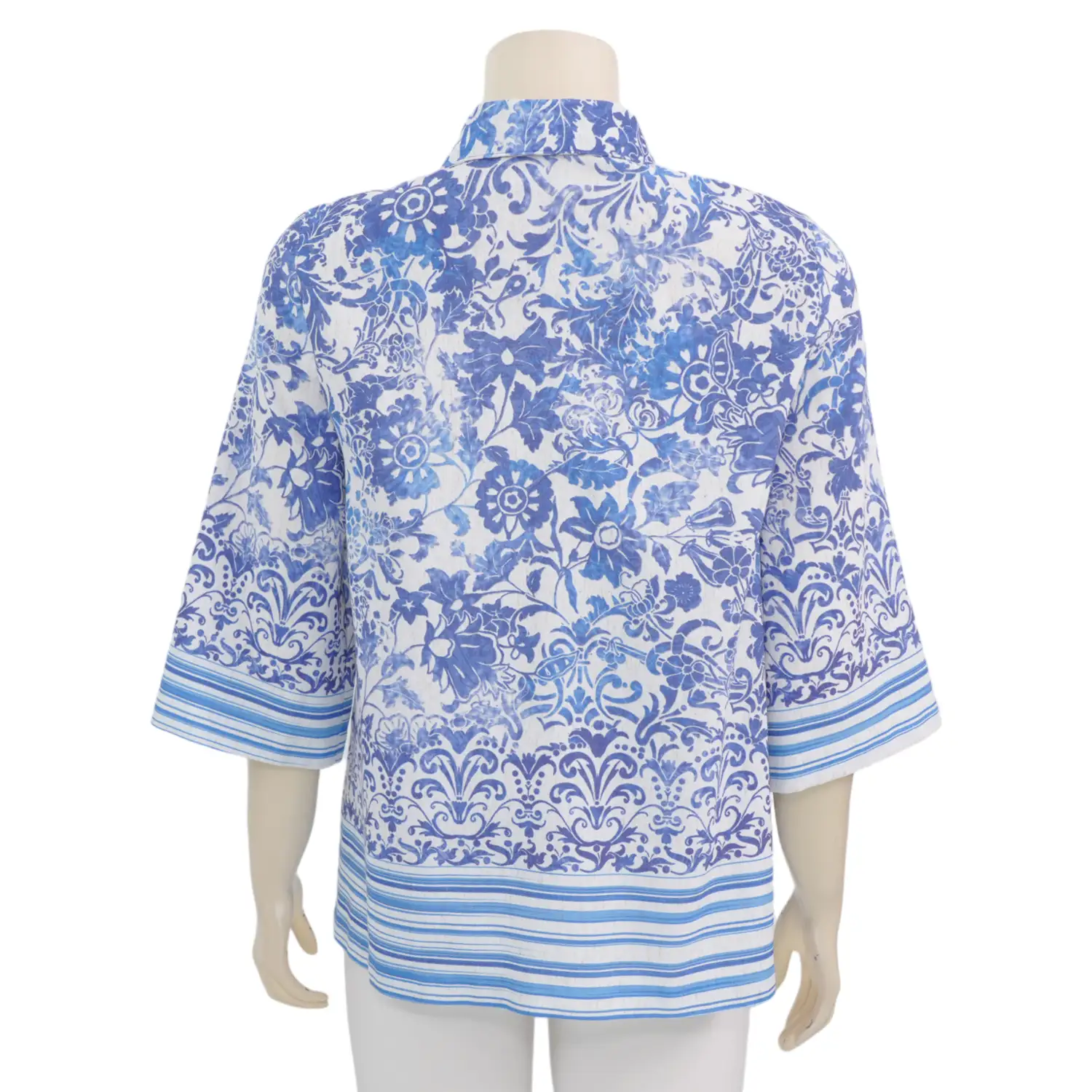 อิโตคิน บูติก เสื้อเชิ้ต แขน 3 ส่วน พิมพ์ลายดอกไม้สีน้ำเงิน - Image 3