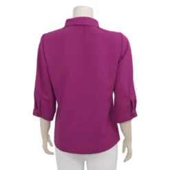อะมิร่า เสื้อเชิ้ต แขน 4 ส่วน  สีพื้น ปักลายดอกไม้ - Image 5