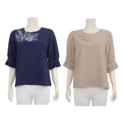 อะมิร่า เสื้อเบลาส์คอกลม  แขน 3 ส่วน ผ้าชีฟอง