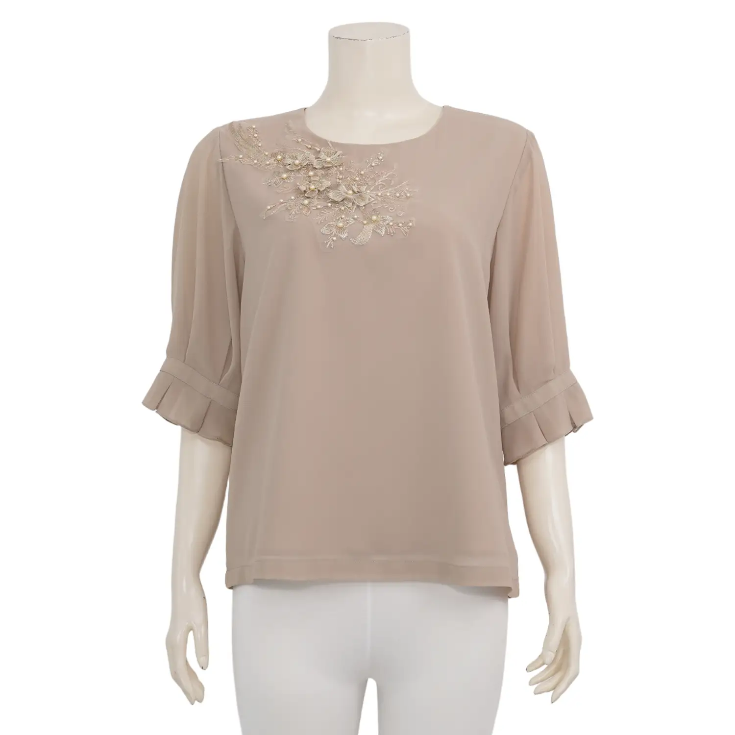 อะมิร่า เสื้อเบลาส์คอกลม แขน 3 ส่วน ผ้าชีฟอง - Image 2