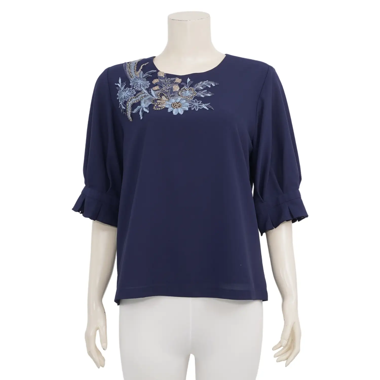 อะมิร่า เสื้อเบลาส์คอกลม แขน 3 ส่วน ผ้าชีฟอง - Image 3