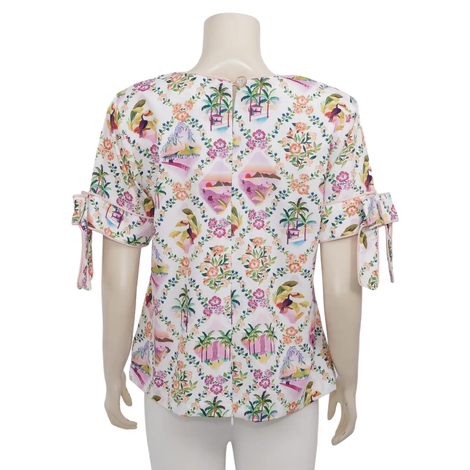 เดอะ มูเซียม คอลเลคชั่น เสื้อเบลาส์คอกลม แขนสั้น แต่งโบปลายแขน - Image 3