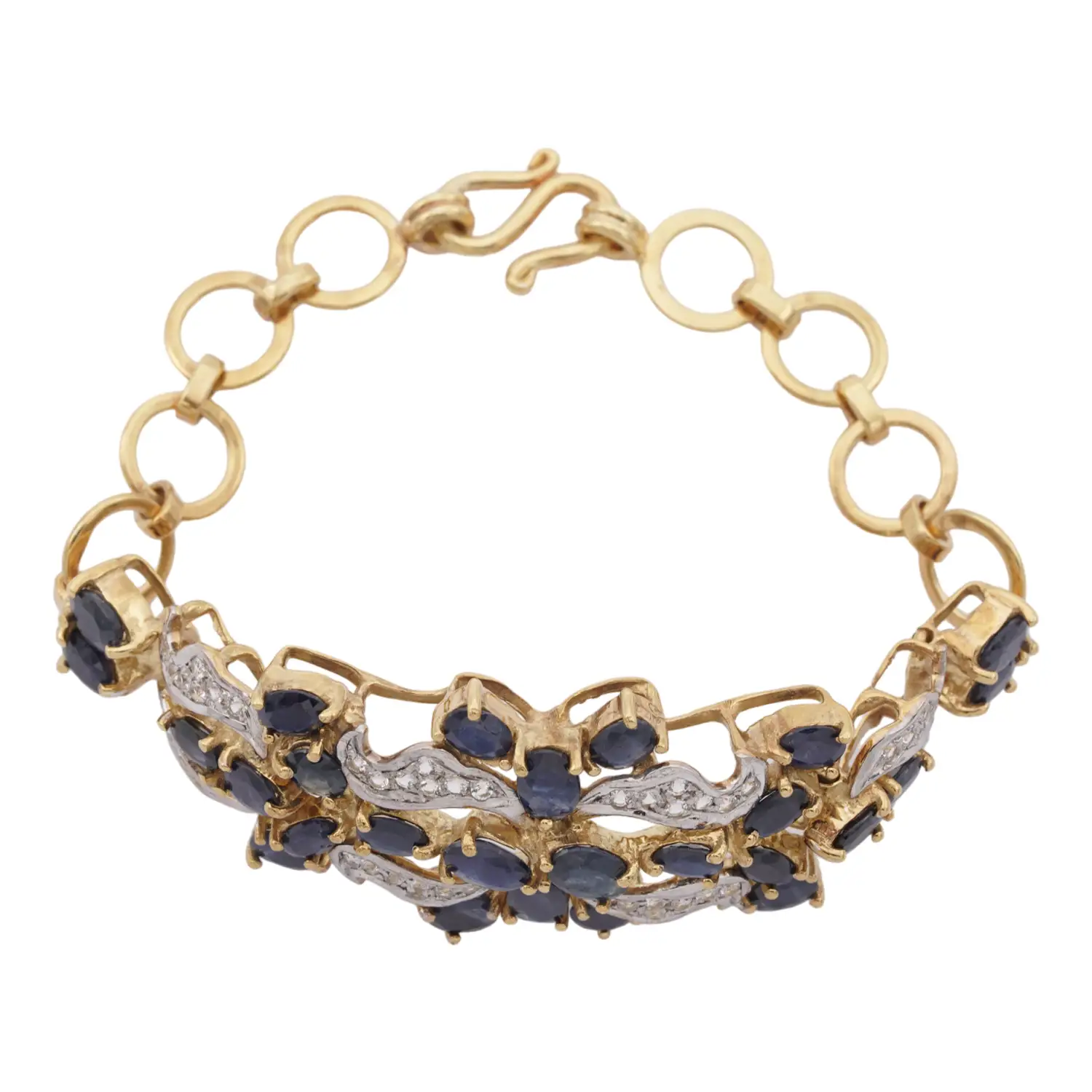 อัญญามินทร์ สร้อยข้อมือเงิน925 ชุบทอง18K ประดับไพลิน และโทแพซสีขาว - Image 3