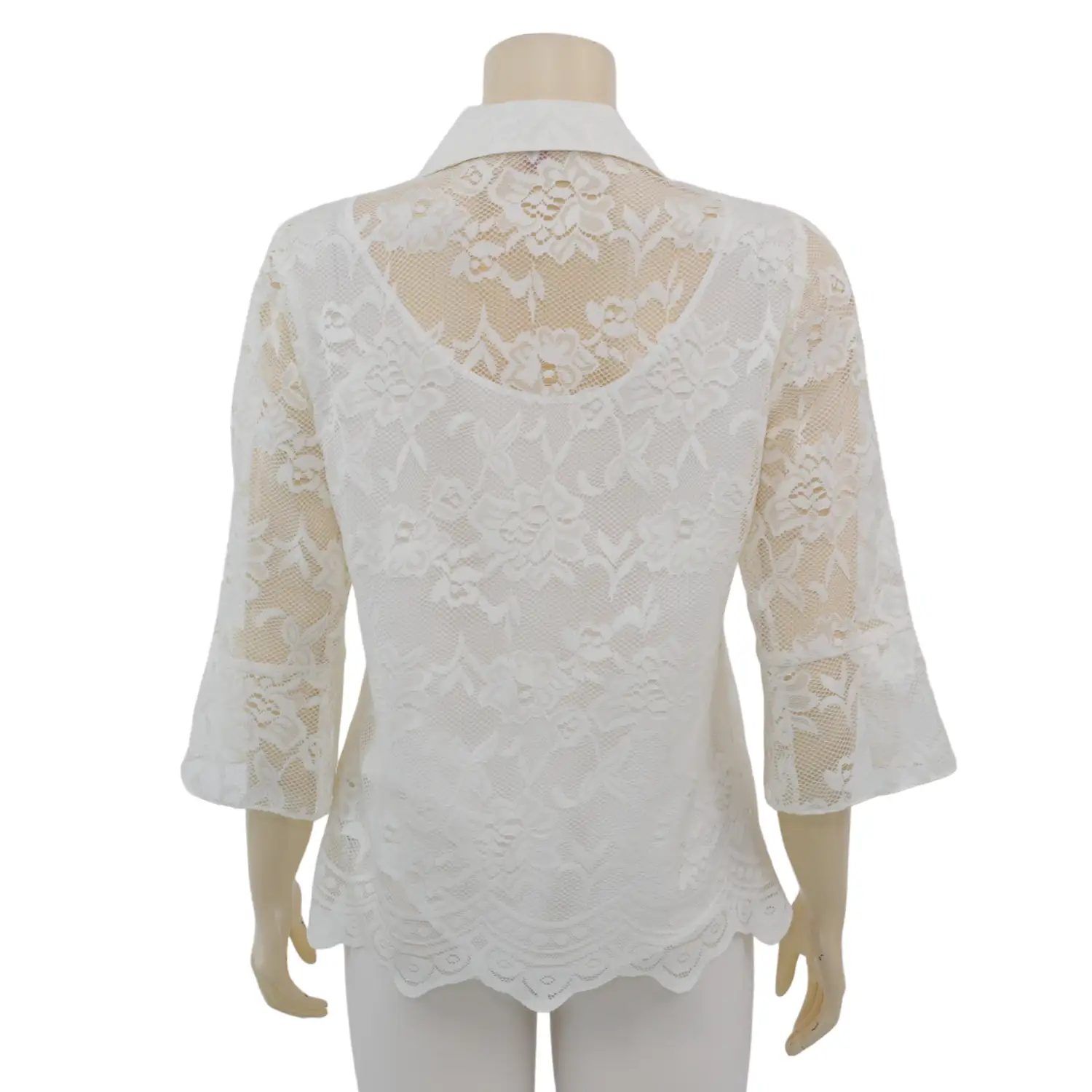 มิกิโกะ เสื้อเชิ้ต แขน 3 ส่วน ผ้าลูกไม้สีขาว - Image 3