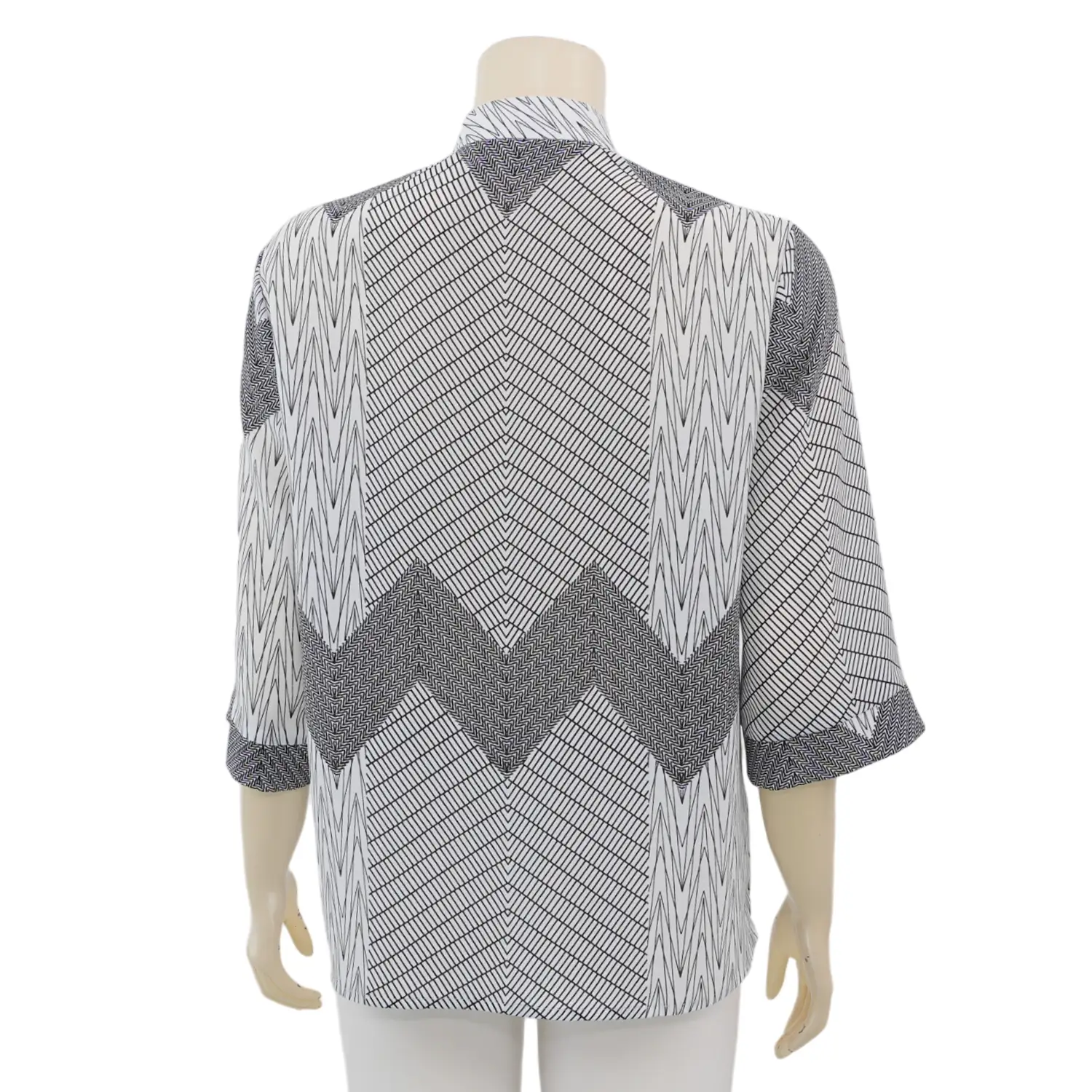 มิกิโกะ เสื้อคอตั้ง แต่งโบ แขน 3 ส่วน ผ้าชีฟองราเม้นท์ - Image 3