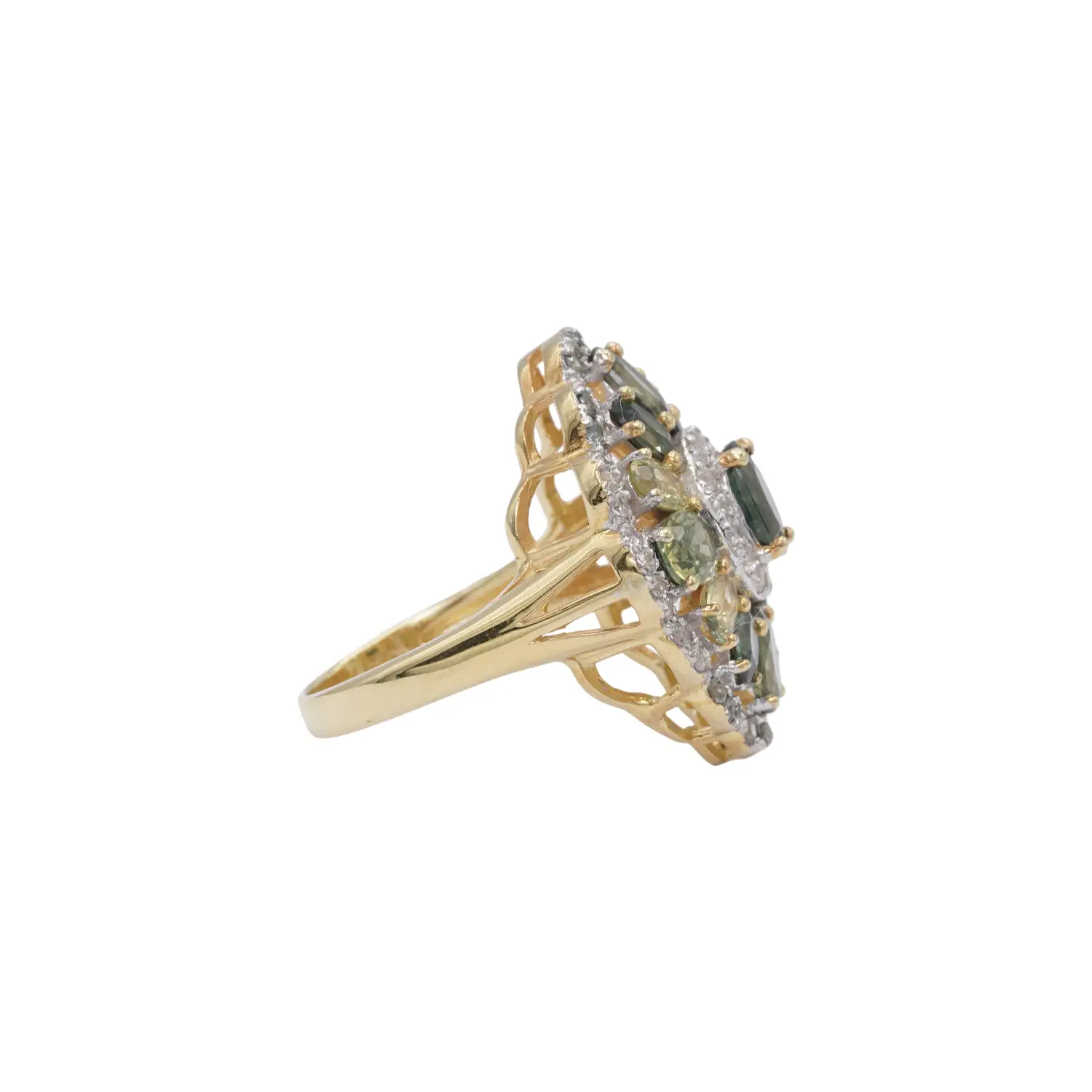 ศอศาลา เจมส์ แหวนเงิน925 ชุบทอง18K ประดับเขียวส่องและเซอร์คอน - Image 3