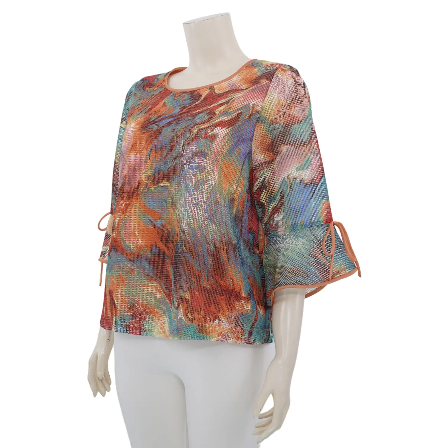 อาลิย่า เสื้อเบลาส์คอกลม แขน 3 ส่วน ผ้าลูกไม้มันซา - Image 2