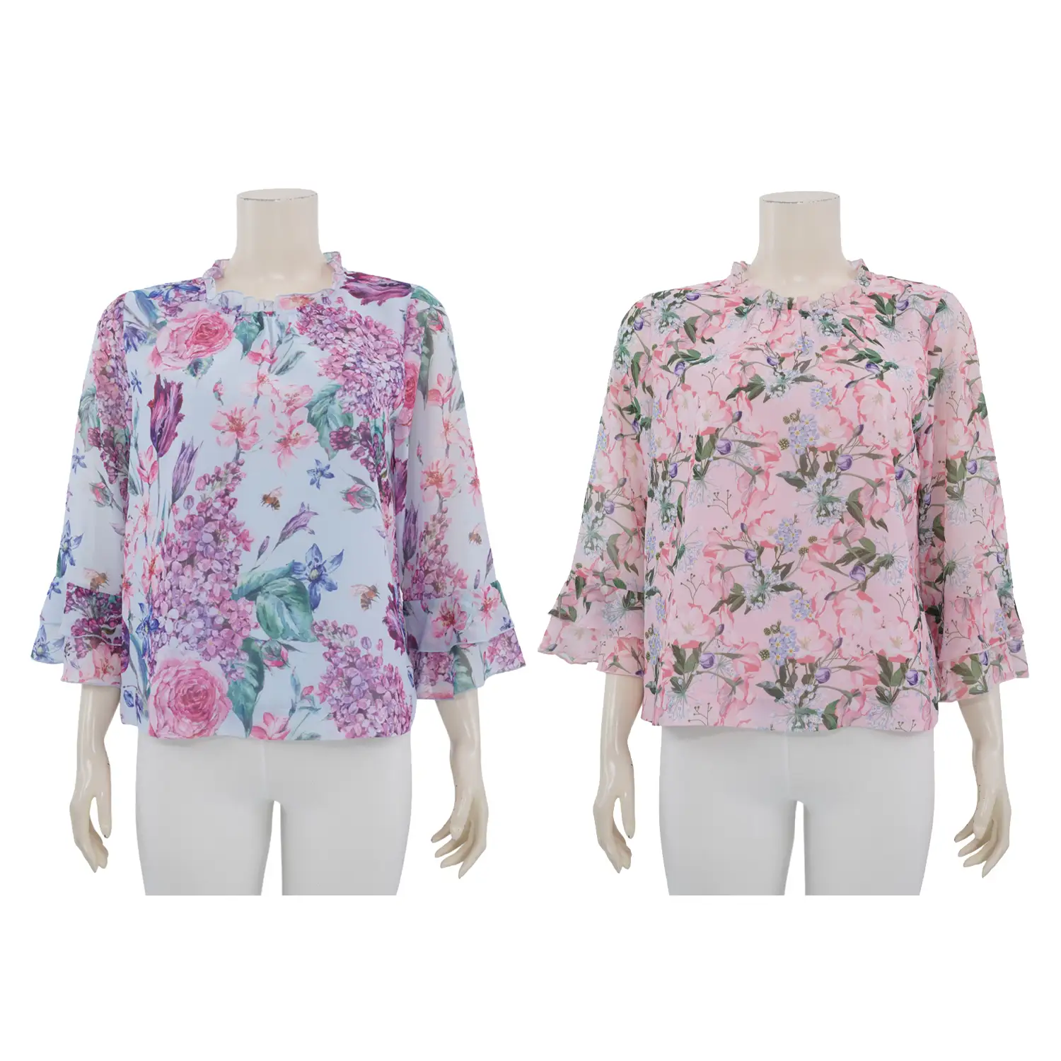 มินนะ เซตเสื้อเบลาส์คอตั้ง แขนยาว 5 ส่วน พิมพ์ลายดอกไม้ รวม 2 ตัว (สงวนสิทธิ์ในการเลือก)