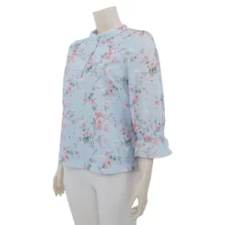 มินนะ เสื้อเบลาส์คอกลม แขนพองยาว 5 ส่วน พิมพ์ลายดอกไม้ - Image 2