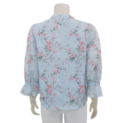 มินนะ เสื้อเบลาส์คอกลม แขนพองยาว 5 ส่วน พิมพ์ลายดอกไม้ - Image 3
