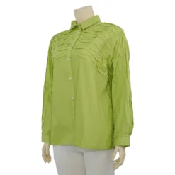 แอลลี่ เสื้อเชิ้ต แขนยาว ตัดต่อผ้าเกล็ดคลื่น - Image 2