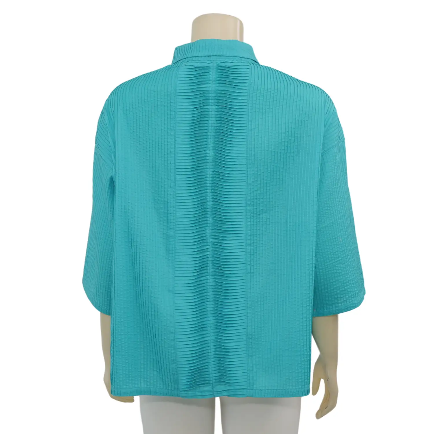 แอลลี่ เสื้อเชิ้ต แขนสั้น ทรงแขนสอบ ตัดต่อลายผ้า เกล็ดกลับด้าน - Image 3