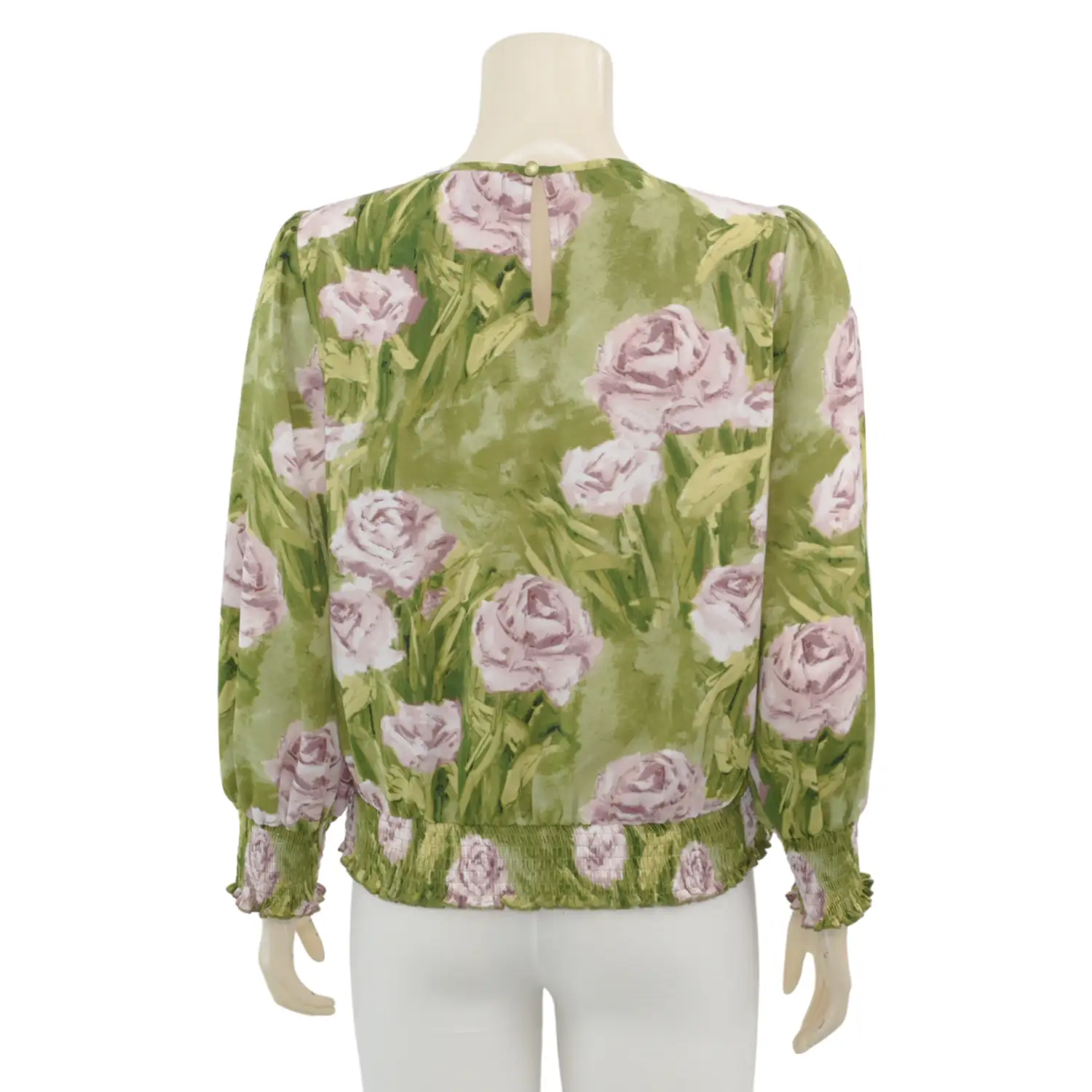 เบคกี้ รัสเซล เสื้อเบลาส์คอกลม แขนพองยาว 5 ส่วน ลายดอกไม้สไตล์ภาพวาด - Image 3
