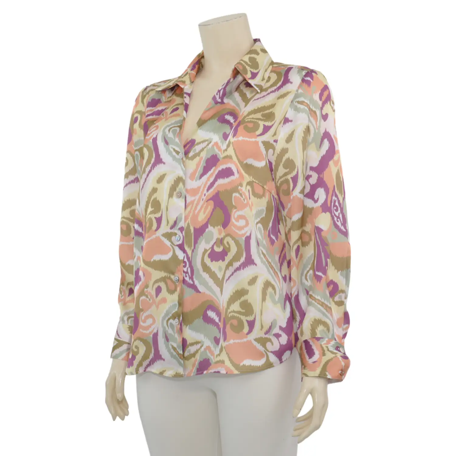 เบคกี้ รัสเซล เสื้อเชิ้ต แขนยาว ผ้าจอร์เจีย พิมพ์ลายดอกไม้ สไตล์อาร์ท - Image 2