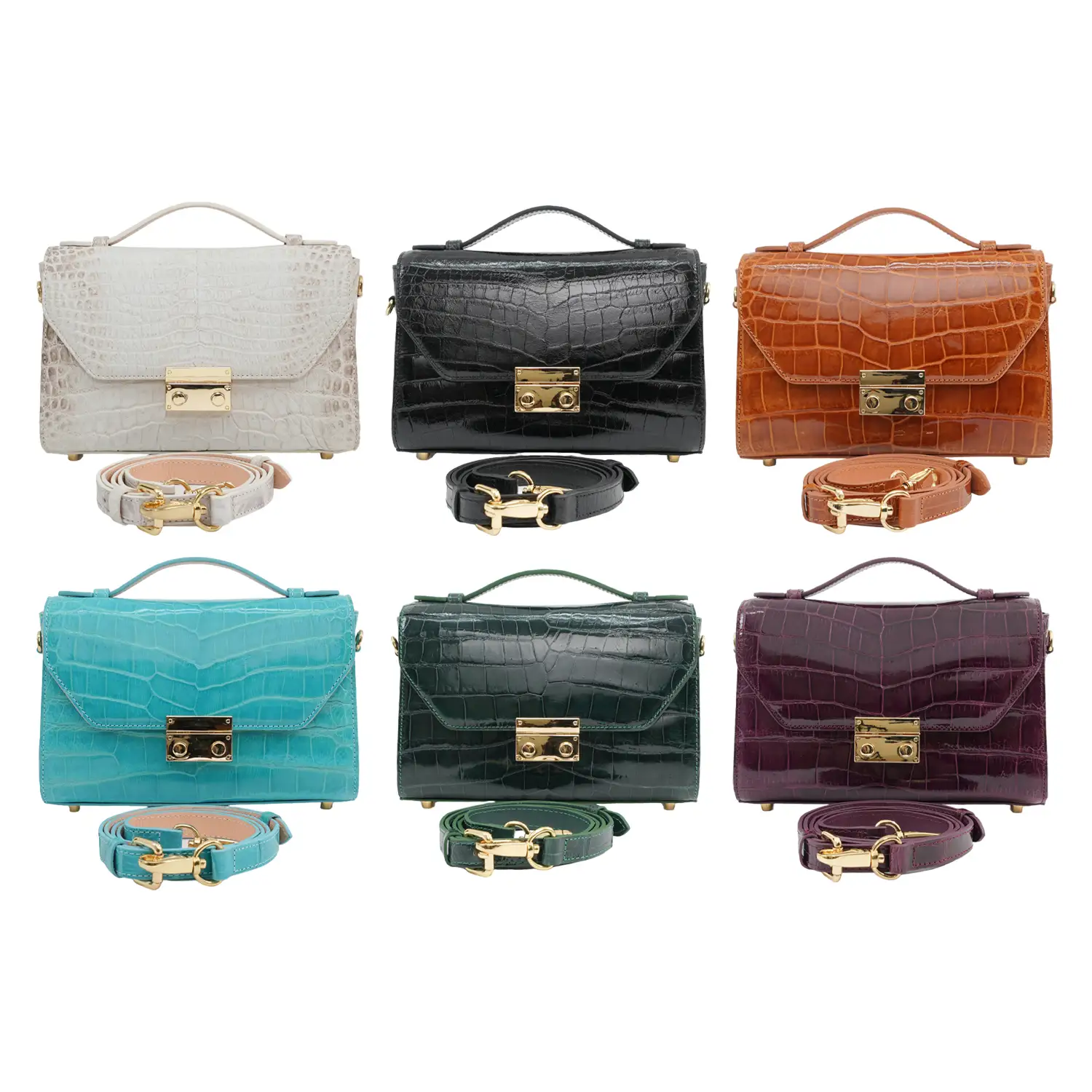 เอสซี ศรีราชา กระเป๋าถือหนังท้องจระเข้แท้ Sparkle Top Handle Bag (ใช้งานได้ 2 แบบ)