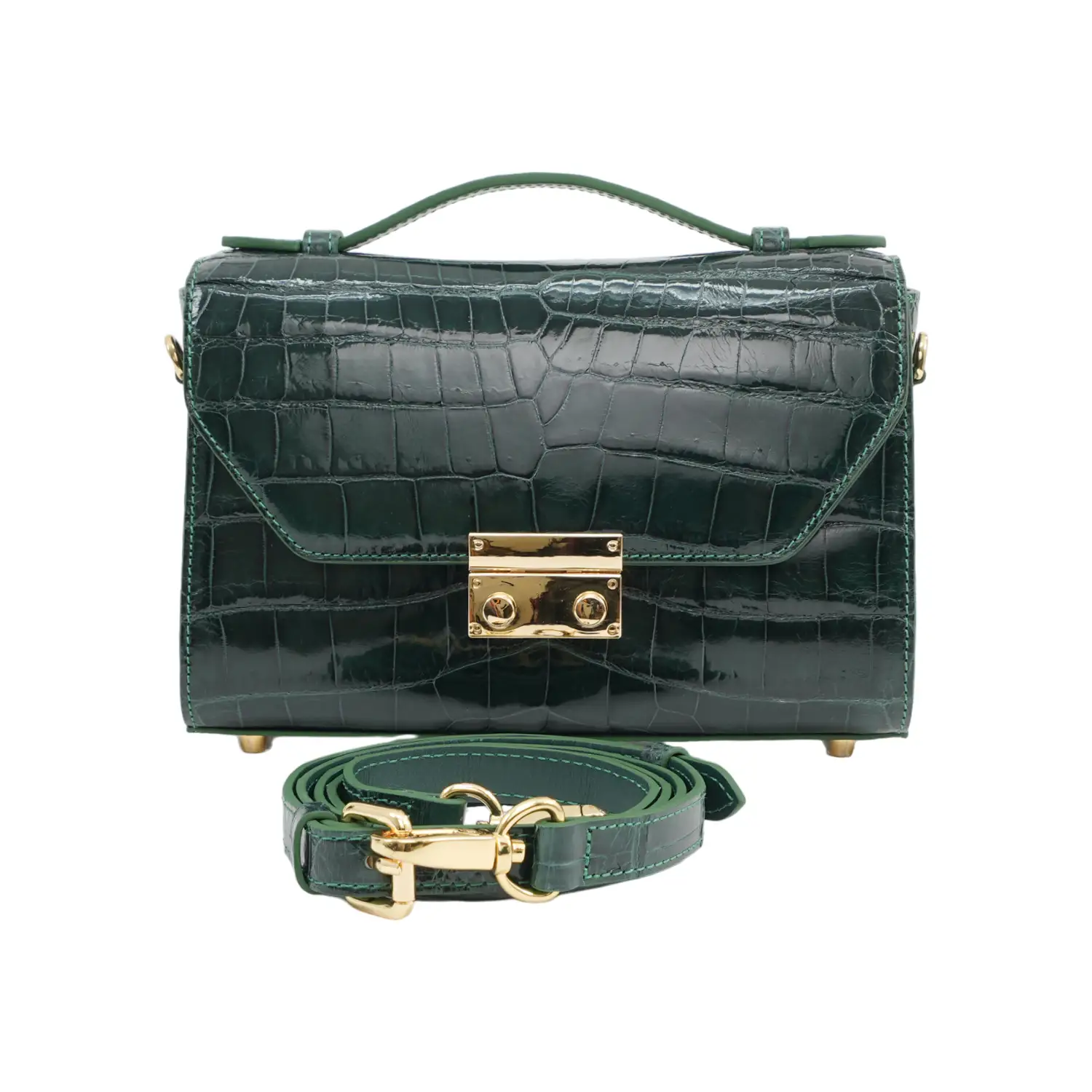 เอสซี ศรีราชา กระเป๋าถือหนังท้องจระเข้แท้ Sparkle Top Handle Bag (ใช้งานได้ 2 แบบ) - Image 2