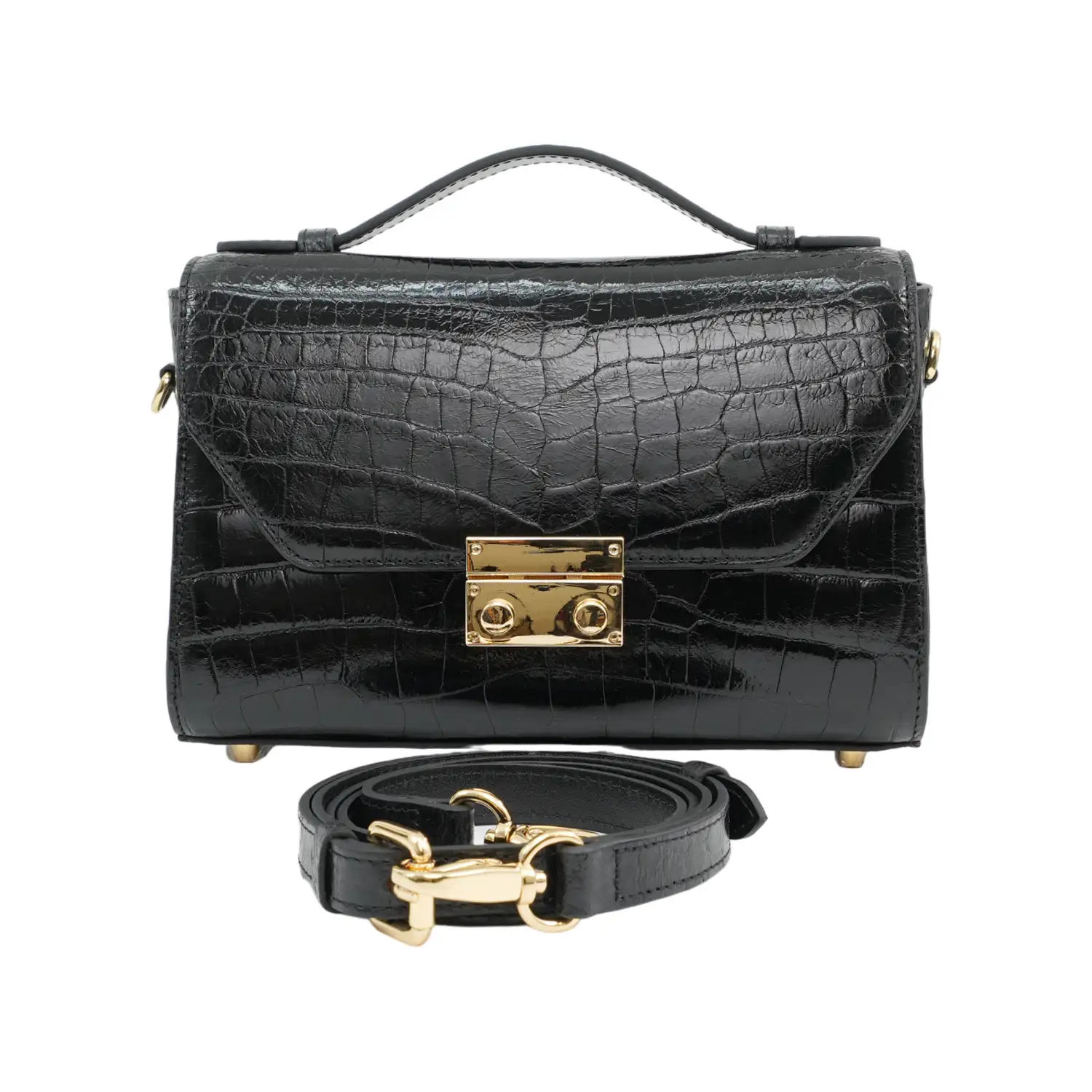 เอสซี ศรีราชา กระเป๋าถือหนังท้องจระเข้แท้ Sparkle Top Handle Bag (ใช้งานได้ 2 แบบ) - Image 3