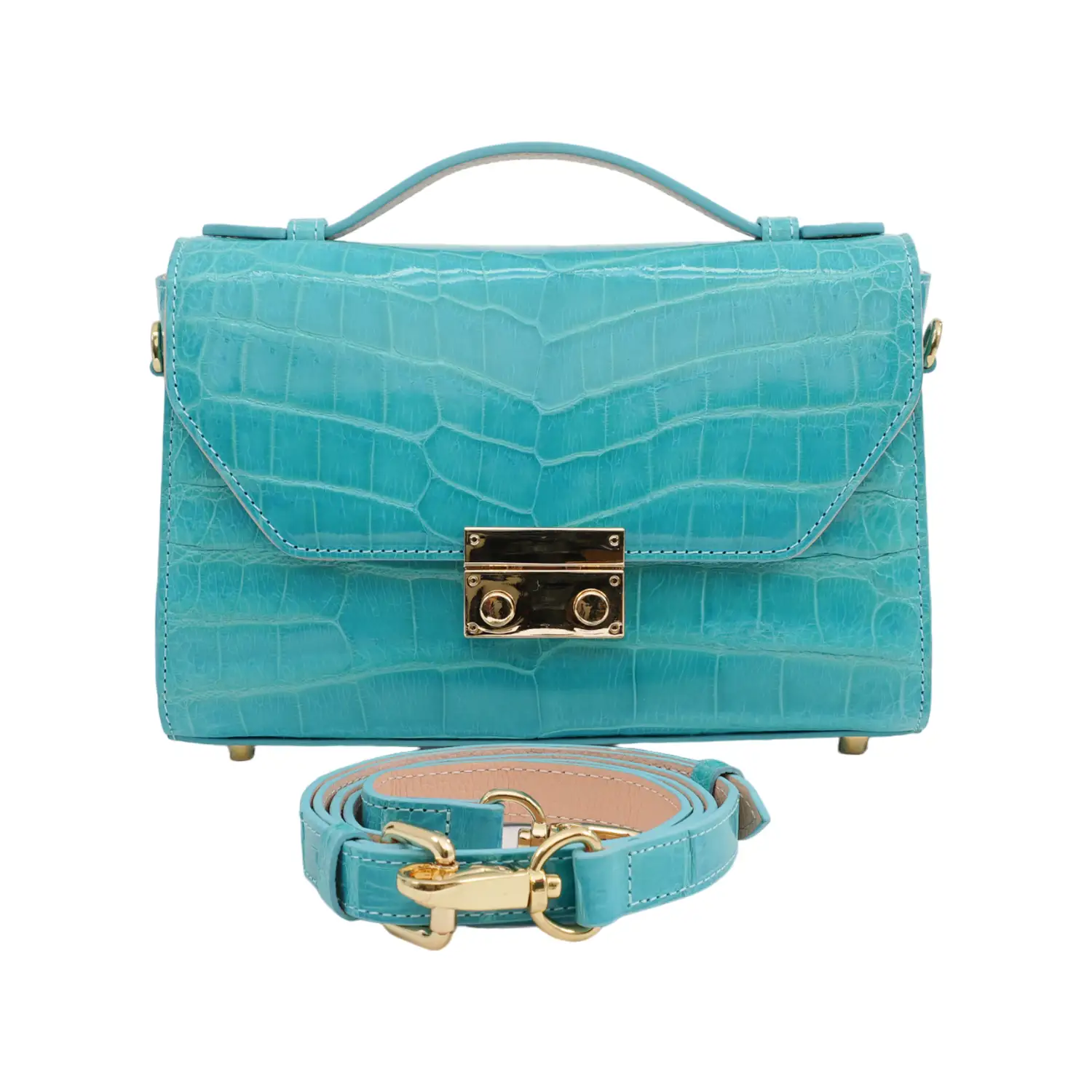 เอสซี ศรีราชา กระเป๋าถือหนังท้องจระเข้แท้ Sparkle Top Handle Bag (ใช้งานได้ 2 แบบ) - Image 5
