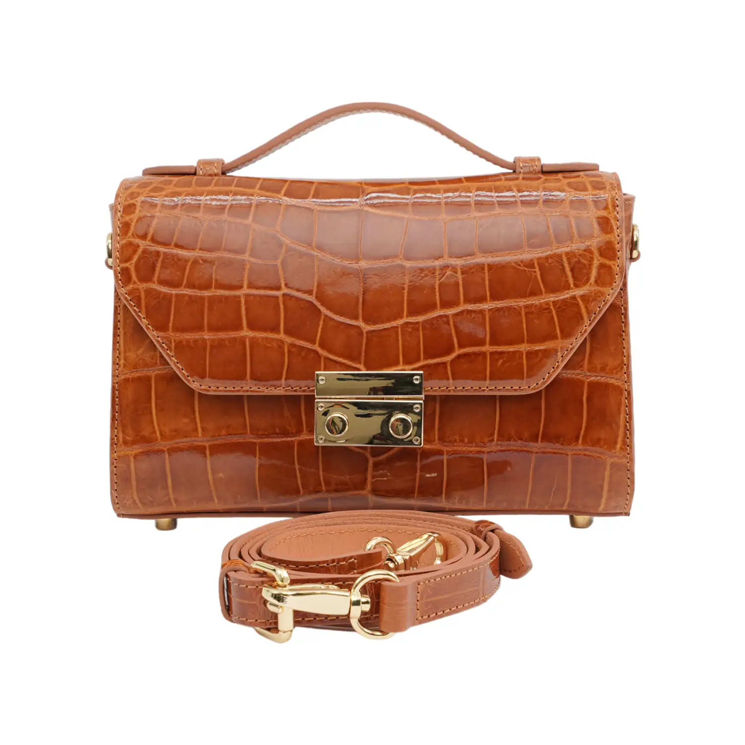 เอสซี ศรีราชา กระเป๋าถือหนังท้องจระเข้แท้ Sparkle Top Handle Bag (ใช้งานได้ 2 แบบ) - Image 7