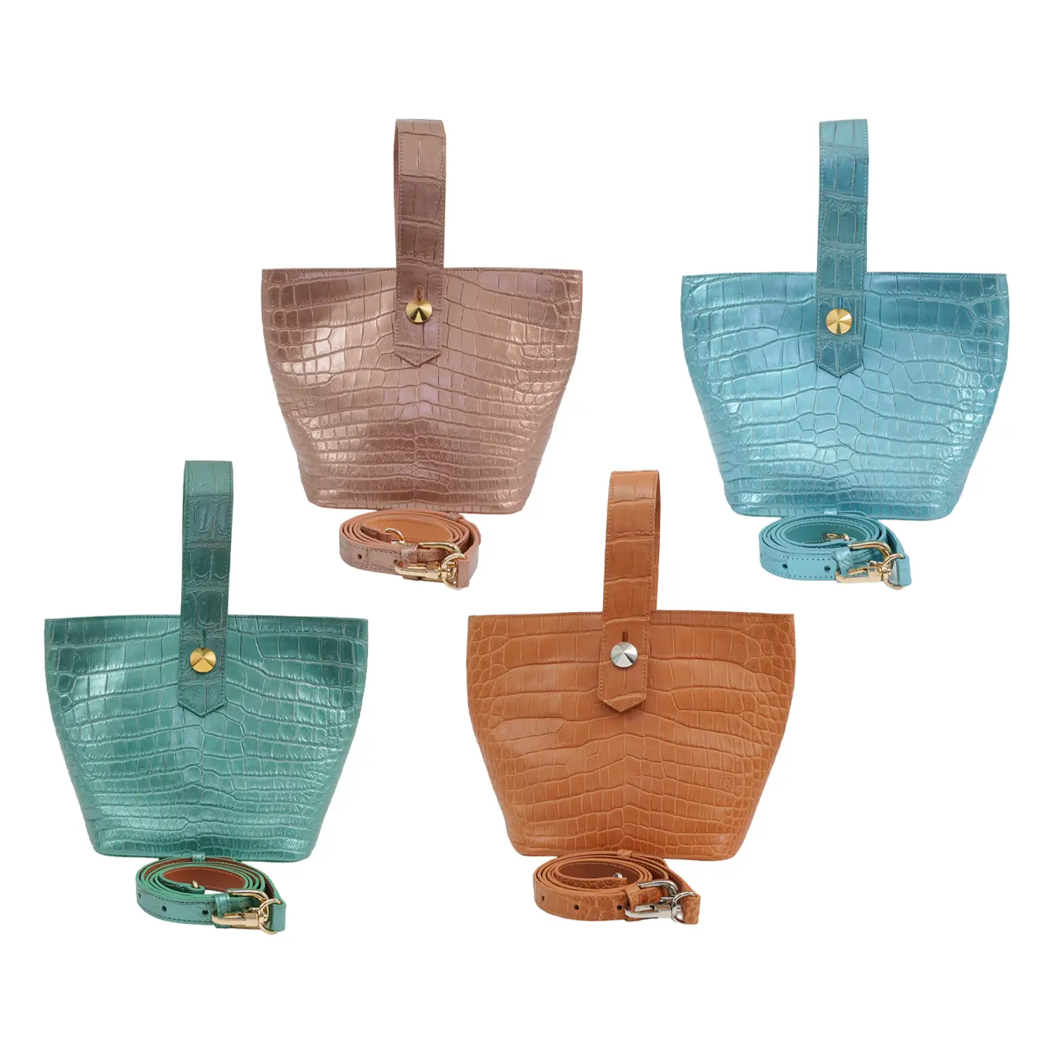 เอสซี ศรีราชา กระเป๋าถือหนังท้องจระเข้แท้ ทรงบัคเก็ต Easy Bucket Bag (ใช้งานได้ 2 แบบ)