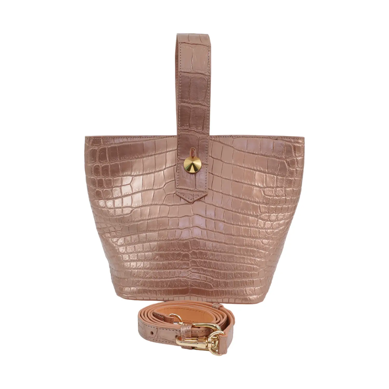 เอสซี ศรีราชา กระเป๋าถือหนังท้องจระเข้แท้ ทรงบัคเก็ต Easy Bucket Bag (ใช้งานได้ 2 แบบ) - Image 4