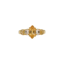 เครสติย่า แหวนเงิน925 ชุบทอง14K ประดับซิทรินและโทแพซสีขาว