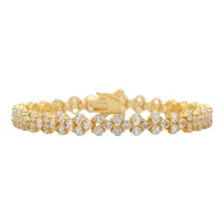 เครสติย่า สร้อยข้อมือเงิน925  ชุบทอง14K ประดับโทแพซสีขาว