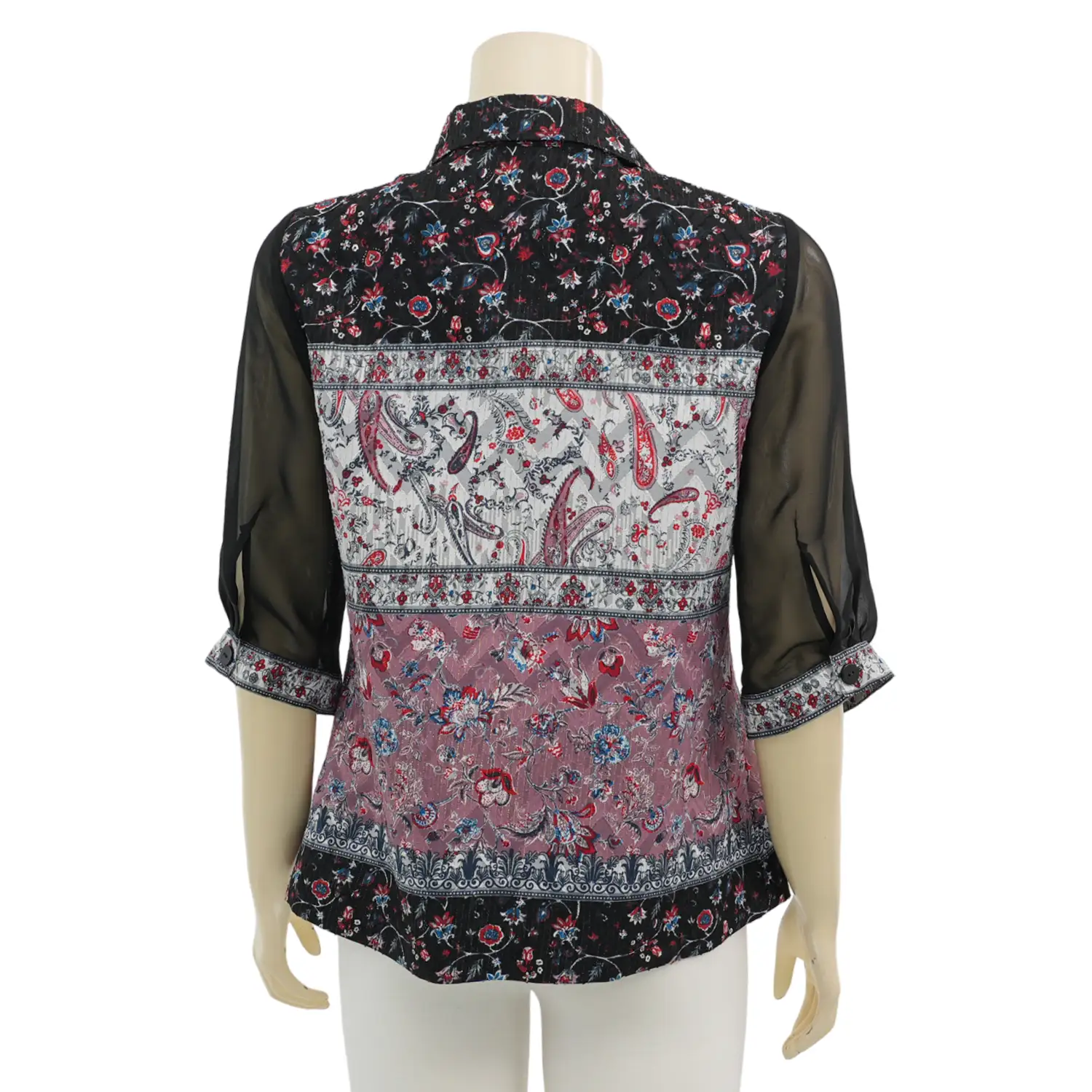 มิกิโกะ เสื้อเชิ้ต แขน 3 ส่วน ผ้าเมทัลลิกเบิร์นเอ้าท์ - Image 3