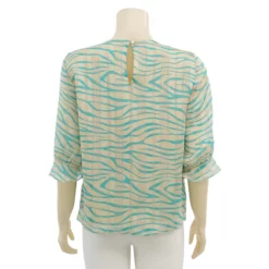 มิกิโกะ เสื้อเบลาส์คอกลมแต่งมุุก แขน 3 ส่วน ปลายแขนระบาย - Image 3