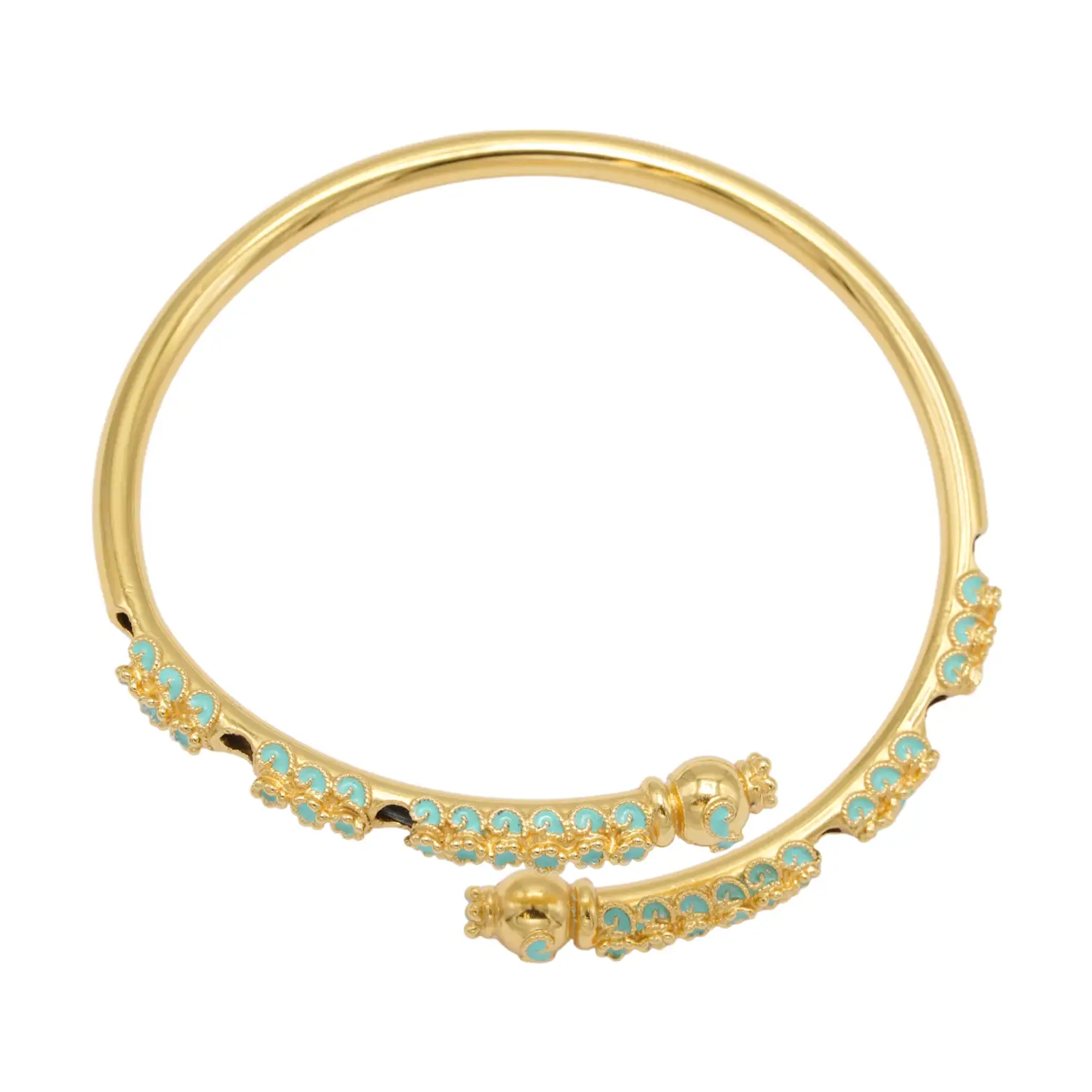 มณีมงคล กำไลหางช้าง ตัวเรือนเงิน99% ชุบทอง24K ลงยาสีดำ - Image 8
