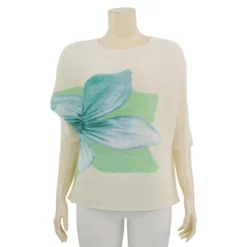 ลลินา เสื้อคอปาด แขน 4 ส่วน ผ้าพลีทลายดอกไม้ - Image 2
