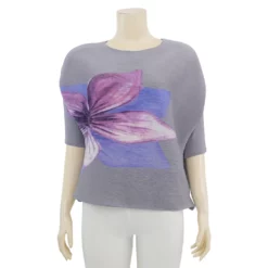 ลลินา เสื้อคอปาด แขน 4 ส่วน ผ้าพลีทลายดอกไม้ - Image 3