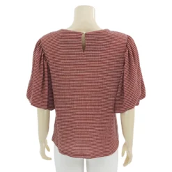 ชมพู เสื้อเบลาส์คอกลม แขนบอลลูน ผ้าแฟนซี - Image 4