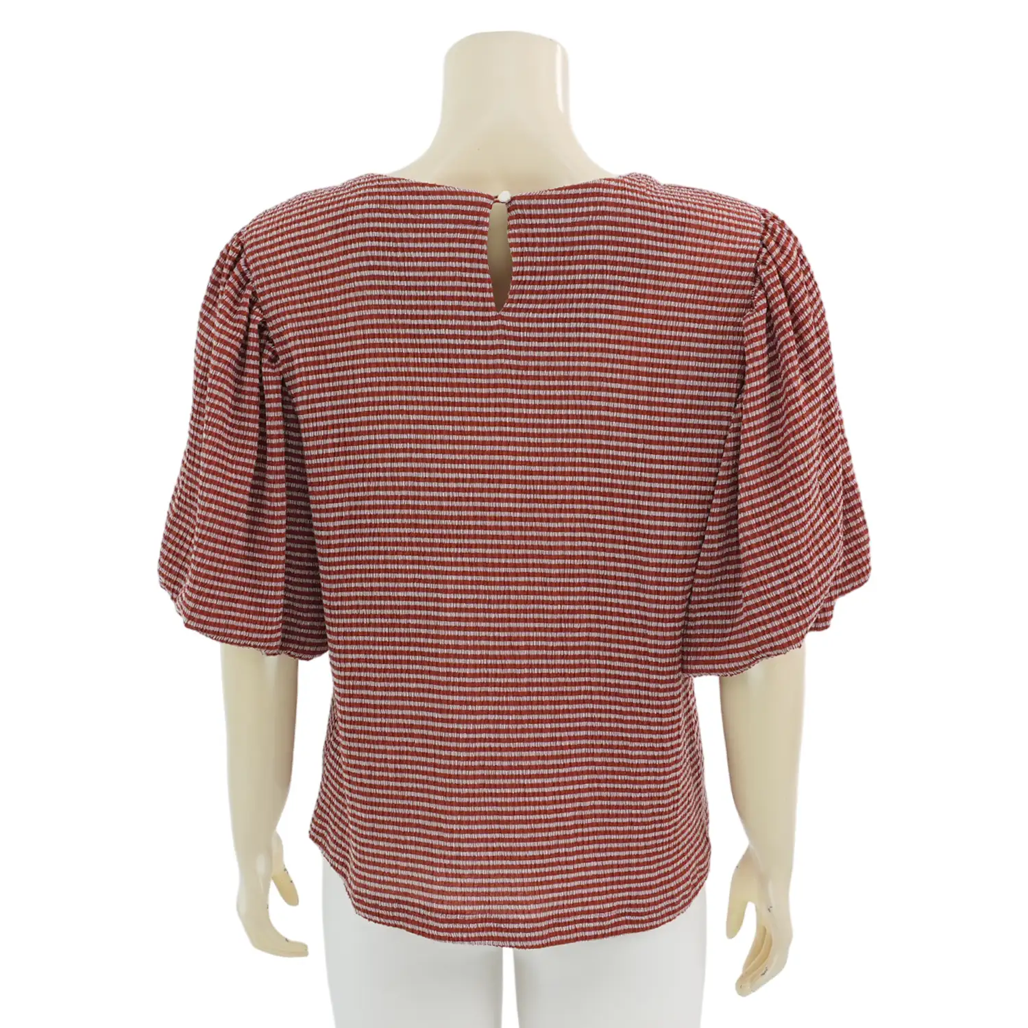 ชมพู เสื้อเบลาส์คอกลม แขนบอลลูน ผ้าแฟนซี - Image 4
