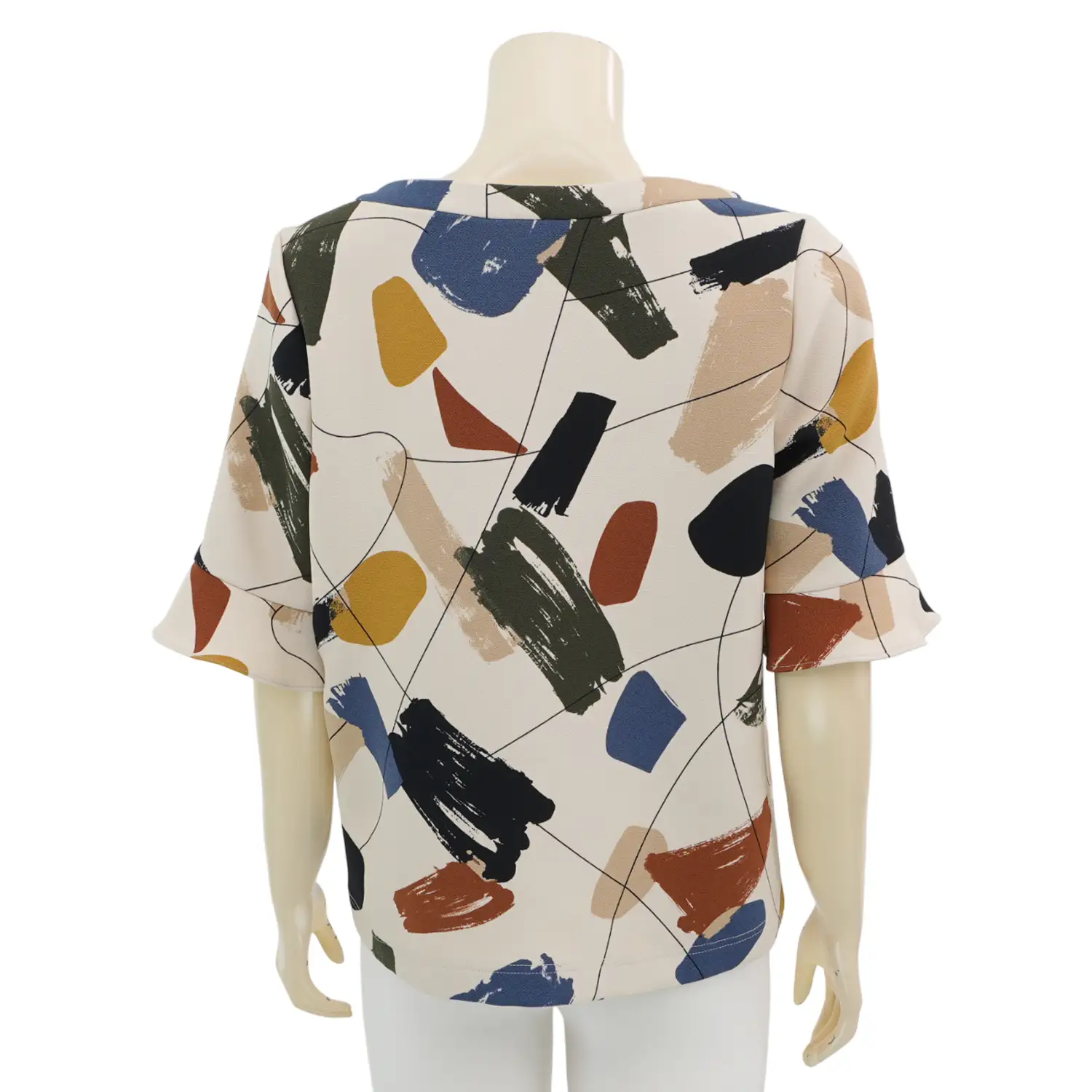 ชมพู เสื้อเบลาส์คอปาด แขนสั้น ผ้าสเปเชียลโคโม่ - Image 3