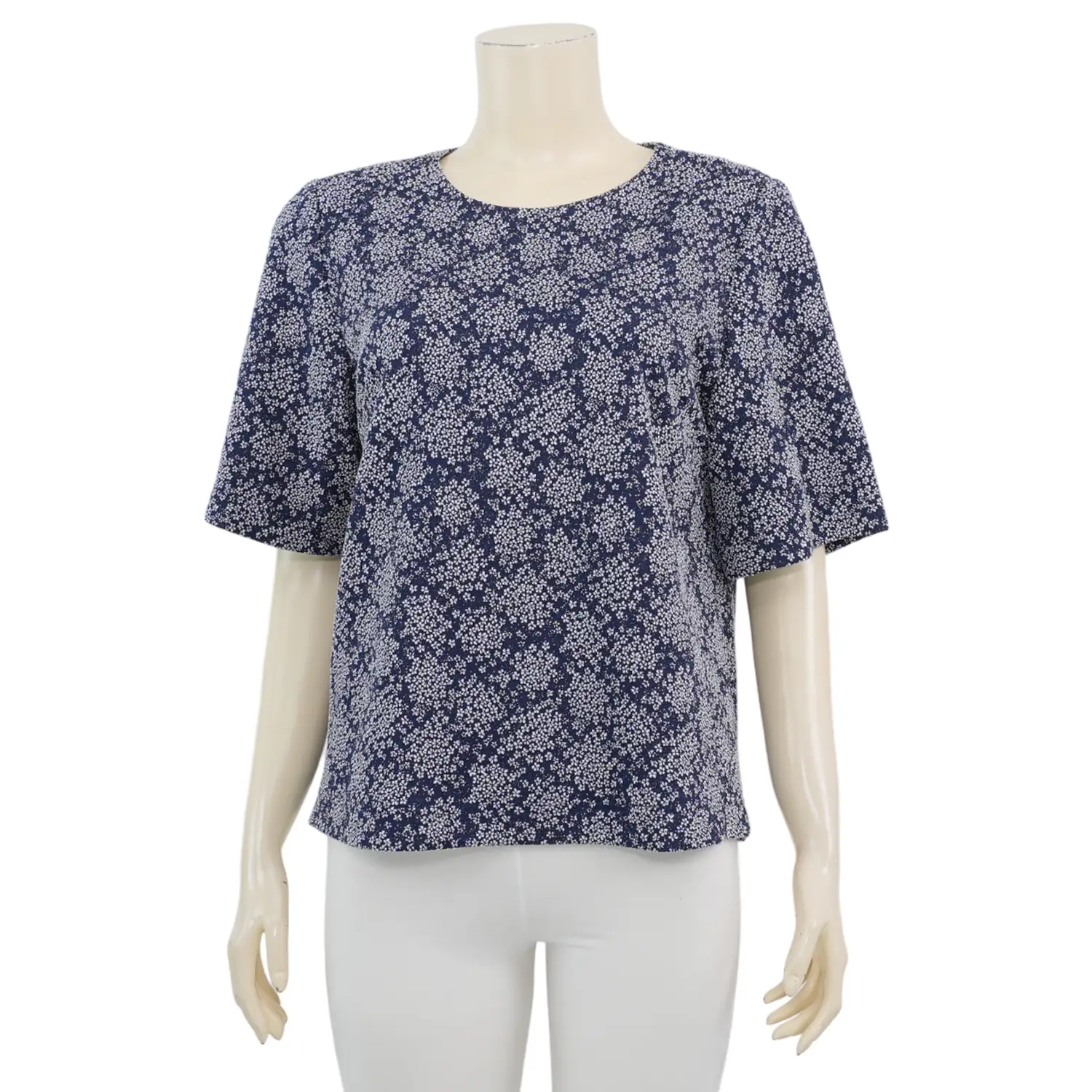 เอ๊ะ จัง เสื้อเบลาส์คอกลม แขนสั้น ผ้ายืดแฟนซี